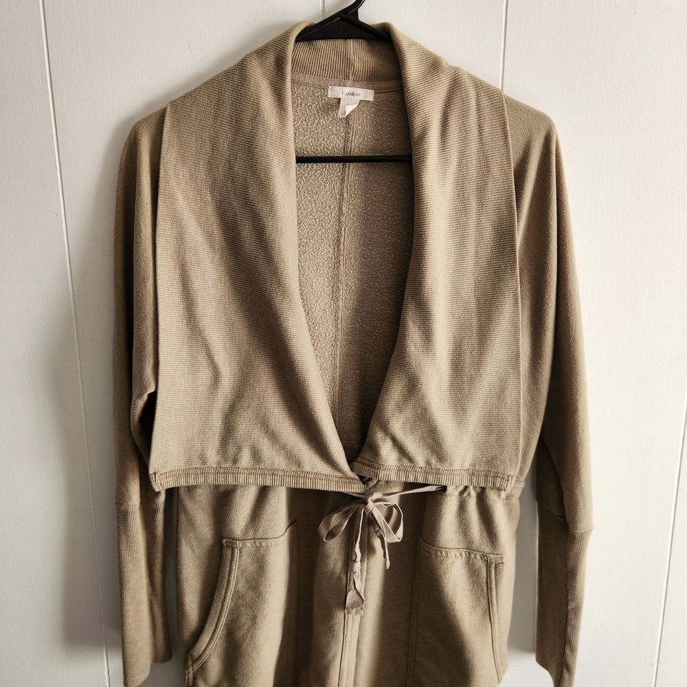 Caslon Tan Open Front Cardigan